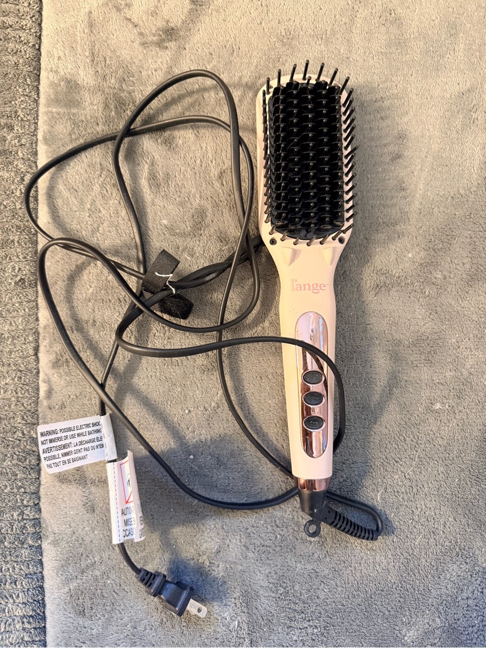 Lange Rose Gold and Black Heated Straightening Brush